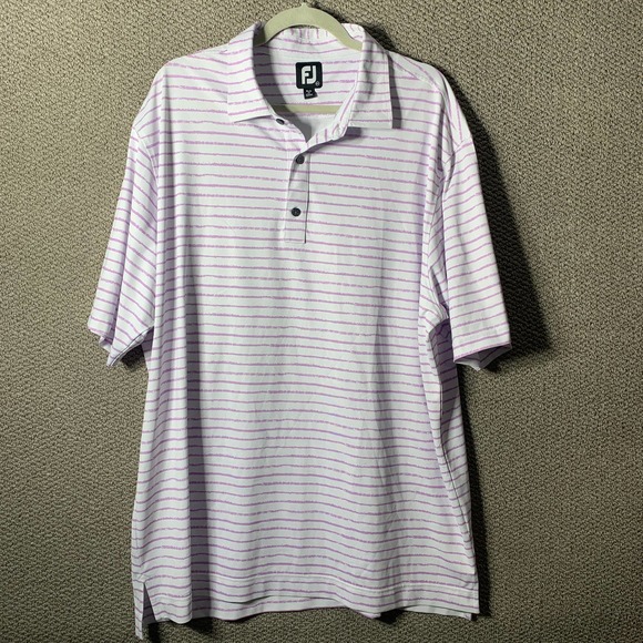 FootJoy‎ Golf Polo Shirt Mens Size 2XL Purple Striped Short Sleeves Pullover - Picture 1 of 10